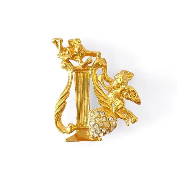Premier Designs Cherub Pave Heart Rhinestone Brooch - Picture 1 of 4
